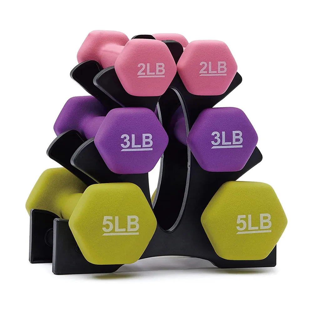 Vinyl Neoprene Dumbbell Set with Rack DBN023